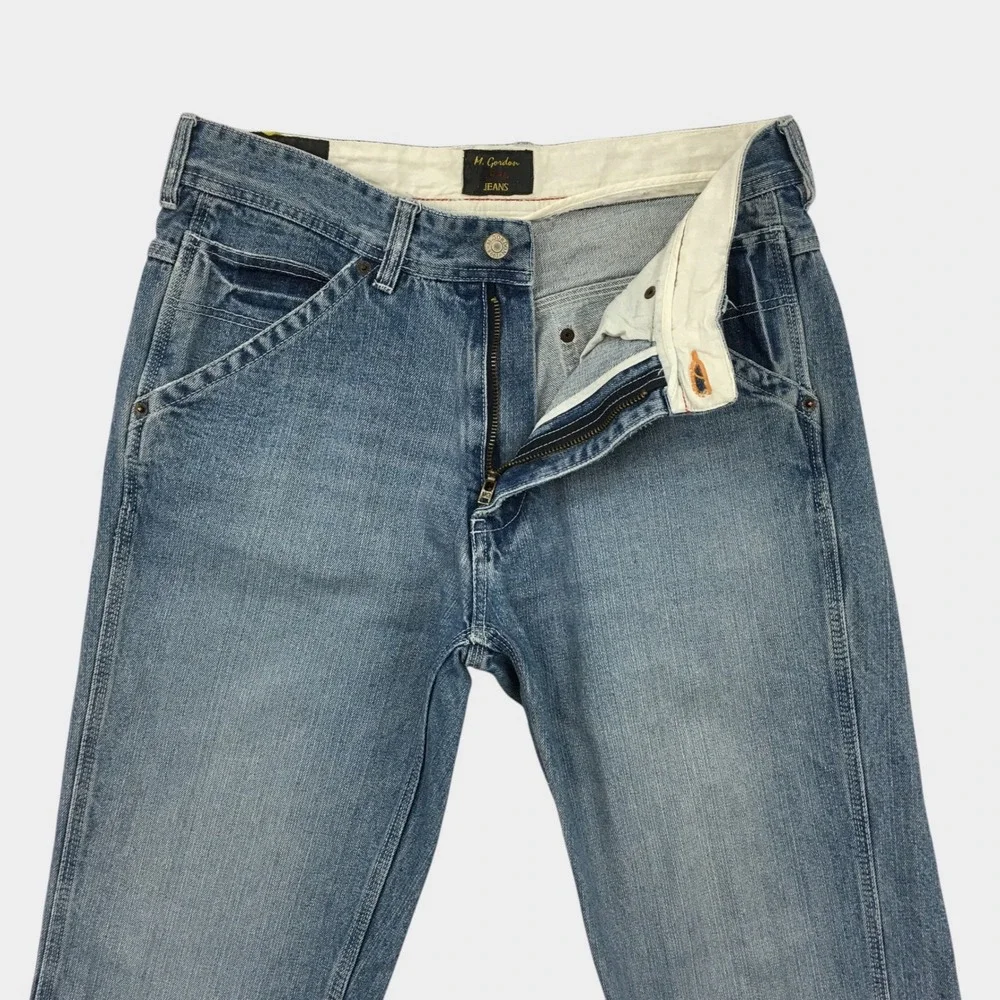 M. Gordon Jeans Mens Y2K 32x32 Light Wash Denim Carpenter Work Pants Straight